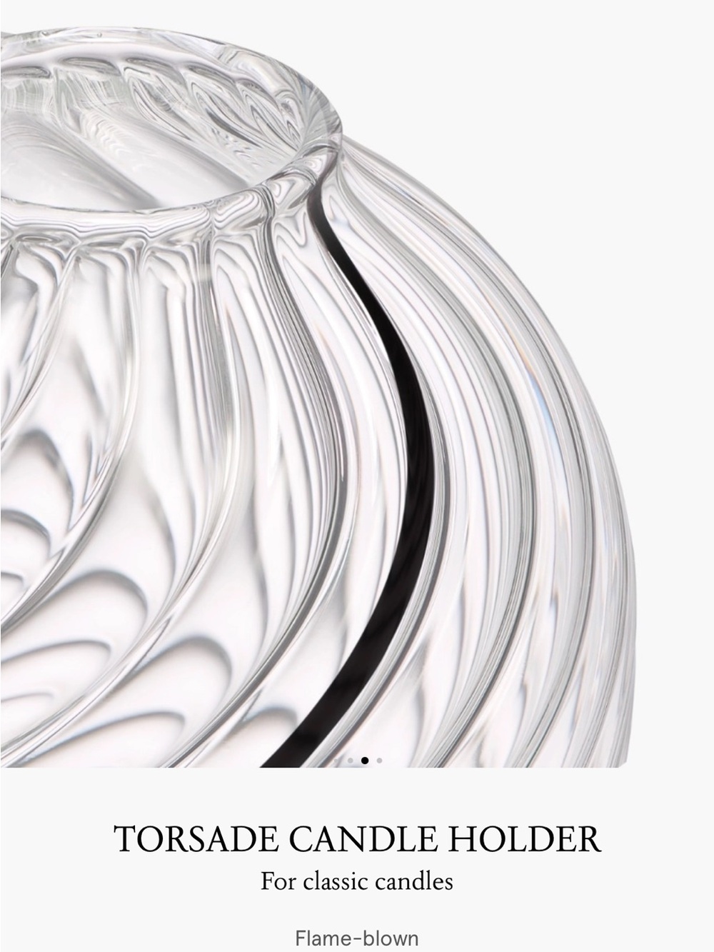 DIPTYQUE EUC Photophore Torsade Glass Candle Holder in Clear with Black Base - Picture 3 of 7